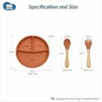 Kids Station 3 Piece BPA-Free Silicone Baby Feeding Set - Baby Plate - Spoon and Bowl - Make Mealtime Fun - Microwave Safe - Unbreakable Eco-Friendly - Organic & Natural (Plate (Set of 3), Orange) - Fast Shipping to USA & Canada - Image 3