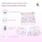 a baby cherry 100% Organic Cotton Baby Caps for Born 0-3 Months | Cap Mittens and Booties Set for New Born Baby | Soft & Comfortable Unisex Baby Accessories for Boys & Girls - Fast Shipping to USA & Canada - Image 4