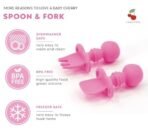 A Baby Cherry - Toddler First Training Utensil, Easy Grip Silicone Spoon & Fork for Baby Led Weaning Stage 1 || Anti-Choke Design - Fast Shipping to USA & Canada - Image 6