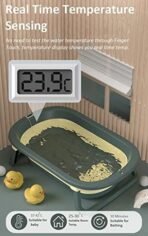 StarAndDaisy Foldable Infant Bath Tub with Smart Temperature Indication Meter, Collapsible Newborn Toddler Folding Bathing Support Bathtub with Soft Cushion for 0-3 Years Baby (Green) - Fast Shipping to USA & Canada - Image 3