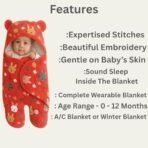 First Kick Baby Blanket New Born Pack of Hooded Printed Swaddle Wrapper Bag Pack of 1, 0-6 Months, L 70 cm x B 70 cm - Fast Shipping to USA & Canada - Image 4
