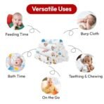 StarAndDaisy Muslin Face Hankies Pack of 6 Extra Soft, for Newborn Baby, for Infants, Toddlers, Kids, Reusable, 100% Pure Cotton Napkins, White, Printed. - Fast Shipping to USA & Canada - Image 7