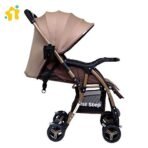 1st Step Caramel Baby Pram Cum Stroller with 5 Point Safety Harness/Infinitely Reclining and Cushioned Seat/Reversible Handle/Front Swivel Wheels - Coffee Brown - Fast Shipping to USA & Canada - Image 7