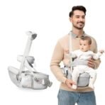 Kids Station Baby Carrier with 4 Carry Positions, Patented Design, Baby Carrier made up of Cotton, Designed for Indian Environment, Adjustable New-Born to Toddler Carrier, Max Weight Up to 15 Kgs (Grey, Happy Strap) - Fast Shipping to USA & Canada - Image 2