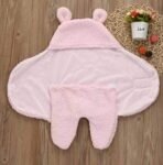 First Kick Baby Blankets New Born Combo Pack of Hooded Supersoft Wearable Wrapper Durable Fleece Polyester Cum Baby Sleeping Bag for Babies (70 cm x 76 cm, 0-6 Months) Combo of 2 White Pink - Fast Shipping to USA & Canada - Image 6