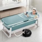StarAndDaisy Large Bath Tub With Foldable Bathtub for kids & Adults with Space Saving, Kids Bathing Tub Girls & Boys & Parents, Multi Purpose Use, Size 147 X 60 X 49 cm (Bathtub with Streamer -Blue) - Fast Shipping to USA & Canada - Image 2