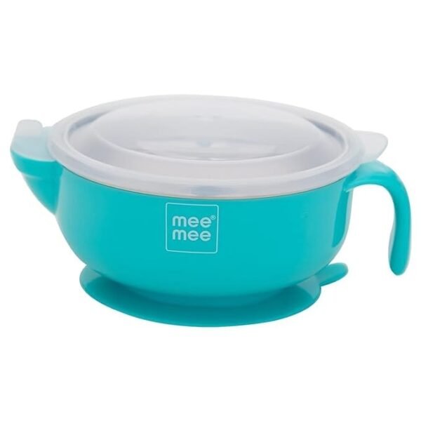 Mee Mee Air Tight Baby Feeding Bowl | BPA Free | Stay Warm Bowl | Food Remains Warm | Multi-Functional Snack/Fruit | Suction Non-Spill Bowl (Blue) - Fast Shipping to USA & Canada