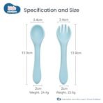 Kids Station 2 Piece Microwave Safe Silicone Baby Feeding Set -Fork - Spoon - Make Mealtime Fun and Easy for Your Little One - Portable and Diaper Bag Friendly - Baby Feeding Product (Blue) - Fast Shipping to USA & Canada - Image 3