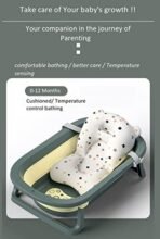 StarAndDaisy Foldable Infant Bath Tub with Smart Temperature Indication Meter, Collapsible Newborn Toddler Folding Bathing Support Bathtub with Soft Cushion for 0-3 Years Baby (Green) - Fast Shipping to USA & Canada - Image 6