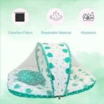 Infantbond Combo Baby Bed with Net & Nest Bedding (Aqua Green Elephant) ? Fast Shipping to USA & Canada - Image 5