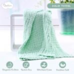 MOM's HOME Cotton Baby Super Soft Absorbent Muslin 6 Layer Wash Towel- 100X100 Cm, (0-3 Years)- Green - Fast Shipping to USA & Canada - Image 6