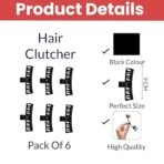 TEMPERIA (6 pcs) Hair Clips for Women & Girls - Clutcher Clutches Claw Clip Accessories - Stylish, Fashionable(Black) (DN06) - Fast Shipping to USA & Canada - Image 3