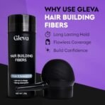 Gleva Hair Building Fibers with Applicator - Hair Powder Thickener, Topper for Fine Hair - Natural Hair Filler Instantly Conceals Hair Loss - Hair & Bald Spots Filler for Women & Men (Black) - Fast Shipping to USA & Canada - Image 3