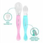 1st Step Dual Ended BPA Free Silicone Spoon Set (Pink) - Fast Shipping to USA & Canada - Image 3