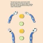StarAndDaisy Spoon & Fork Set for Babies with Soft Silicone Handle | Non Toxic, Food Safe and BPA Free | Washable and Reusable (Modern Blue) - Fast Shipping to USA & Canada - Image 7