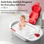 StarAndDaisy Baby Bath tub for 0 to 5 Years with Temperature Sensor/Bath tub for Kids 0-3 Years for Kids with Anti-Slip Legs/Bath tub for Baby with Baby Bather Without Wheel(White-Red) - Fast Shipping to USA & Canada - Image 3