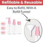 Temperia Travel Bottles for Toiletries (7pcs) - Refillable Empty Mini Containers with Pouch (Random Colors) - Travelling Accessories & Essentials Kit Set for Shampoo, Cosmetics, and More - Fast Shipping to USA & Canada - Image 6
