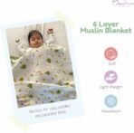 MOM'S HOME Organic Cotton Baby Muslin 6 Layer Blanket | 100 x100 cm | 0-3 Years | Pack of 1 | Blue Whale - Fast Shipping to USA & Canada - Image 6