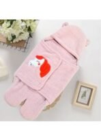 First Kick Baby Blankets New Born Combo Gift Pack of Wearable Flannel 0-6 Months Hooded Swaddle Wrapper Blanket, Sky Blue, Onion Pink - Fast Shipping to USA & Canada - Image 3