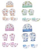 MOM'S HOME Newborn Baby Cap Mitten Bootie Set Gentle to Baby Delicate Skin -4 Sets - Fast Shipping to USA & Canada - Image 3