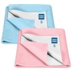 Mee Mee Reusable Water Proof Cotton Bed Protector Sheet/Extra Absorbent Mat/Dry Sheets/Urine Sheet/Dry Mat Pack of 2 (Small, Pink & Blue) (50CmX70Cm) - Fast Shipping to USA & Canada - Image 2