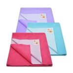 Tidy Sleep Instadry Anti-Piling Fleece Extra Absorbent Quick Dry Sheet for New Born Babies, Cotton Bed Protector Mattress Pack of 3 Voilet-Blue-DPink Small (70x50) cm - Fast Shipping to USA & Canada - Image 2