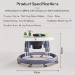 StarAndDaisy Walker for Kids 6 to 24 Months/Baby Walker Boy & Girl with 360? Rotational Wheels, Toy Tray & Padded Seat/Foldable Walker for Kids for 1 Year with Adjustable Height -Blue - Fast Shipping to USA & Canada - Image 6