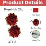 TEMPERIA (2pcs) Hair Accessories For Women & Girls - Stylish Red Rose, Pollen Artificial Flowers Bun Juda Clips for Style & Decoration - Bridal Brooch & Braid for Hairstyle of Bride, Wedding & Party - Fast Shipping to USA & Canada - Image 3