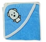 First Kick Baby Cotton Bath Towels New Born Combo Pack Of Hooded Soft Wrapping Towel Pack Of 2 (70 Cm X 66 Cm) Set Of 2, Blue - Fast Shipping to USA & Canada - Image 3