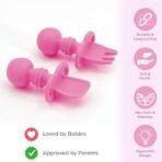 A Baby Cherry - Toddler First Training Utensil, Easy Grip Silicone Spoon & Fork for Baby Led Weaning Stage 1 || Anti-Choke Design - Fast Shipping to USA & Canada - Image 3