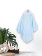 MOM'S HOME Super Soft Organic Cotton Baby Hooded Wrap Towels - 0-2 Years (Blue) - Fast Shipping to USA & Canada - Image 2