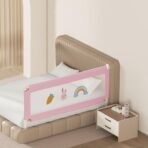 Kids Station Baby Bed Rail Guard for Toddler & Newborn Safety ? 6ft (180cm) Foldable, Portable, Adjustable Height (80cm or 2'6") Bed Protector ? Patented Design, Made in India (1 Side, Pink, Basic) - Fast Shipping to USA & Canada - Image 2