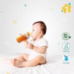 1ST STEP Matte Collection Ideal for Montessori BPA Free Polypropylene Soft Straw Sipper with Twin Handles for Easy Grip - Orange - Fast Shipping to USA & Canada - Image 4