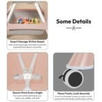 StarAndDaisy High Chair for Baby/Baby Feeding Chair for 0 to 5 Years with 5 Point Safety Belt/High Chair with Seat Recline, Height Adjustable & Detachable Tray with Wheel - Peach - Fast Shipping to USA & Canada - Image 7