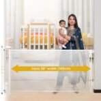 A Baby Cherry - Baby Saftey Gate Retractable | Stairs & Pet Safety | Wide Mesh Gate 33" Tall | Expandable 55" | Indoor/Outdoor, Childproof Auto Lock (White) - Fast Shipping to USA & Canada - Image 4