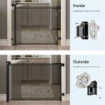 A Baby Cherry - Baby Saftey Gate Retractable | Stairs & Pet Safety | Wide Mesh Gate 33" Tall | Expandable 55" | Indoor/Outdoor, Childproof Auto Lock (Black) - Fast Shipping to USA & Canada - Image 3