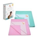 Tidy Sleep Instadry Anti-Piling Fleece Extra Absorbent Quick Dry Sheet for New Born Babies, Cotton Bed Protector Mattress Pack of 2 Pink-Green Small (70x50) cm - Fast Shipping to USA & Canada - Image 2
