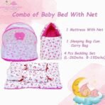 Infantbond Designer Mattress with Net & Carry Bed (Star & Moon Pink) ? Fast Shipping to USA & Canada - Image 4