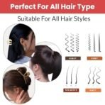 TEMPERIA (9pcs) Hair Claw Clips & Rubbers Set for Women & Girls - Clutcher Clutches Large Claw Clips Accessories - Stylish, Fashional (Random Colors) (6 Rubbers, 1 Claw Clip & 2 Small Clutch) - (MN01) - Fast Shipping to USA & Canada - Image 6