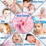 MOM CARE Muslin Cotton Face Towels for Newborn Baby Extra Soft Hankies Reusable Napkins for Infants Toddlers Boys and Girls (Pack of 2) Pink - Fast Shipping to USA & Canada - Image 7