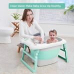 StarAndDaisy Baby Bath tub for 0 to 5 Years, 2-in-1 Bathub for Kids, Foldable tub with Cushion and Bathing Chair for Boys & Girls, Fast Drainage & Space Saving Design -Green - Fast Shipping to USA & Canada - Image 3