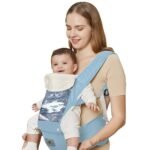 StarAndDaisy Baby Carry Bag/Baby Carrier with Hip Seat/Kangaroo Bag for 0 to 2 Year Baby with 6 Carrying Position, Storage Pocket & Breathable honycombe Sturcture Fabric- Blue - Fast Shipping to USA & Canada