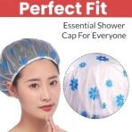 TEMPERIA (3 Pcs) Shower Cap for Women & Men - Reusable, Hair Mask Head Cover Bathing Caps - Waterproof, Elastic Free-Size - for Spa, Salon & Bathroom - Lightweight & Comfortable (Random Colors) - Fast Shipping to USA & Canada - Image 6