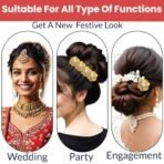 TEMPERIA (4 pcs) U Pin Hair Accessories For Women & Girls - Artificial Flowers Bun Juda Bridal Pins for Hairstyle & Decoration - Pins & Clips for Style of Bride - Gold (MN01) - Fast Shipping to USA & Canada - Image 7