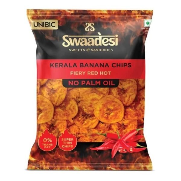 UNIBIC Swaadesi Fiery Red Hot Kerala Banana Chips, 110 gm - Fast Shipping to USA & Canada