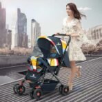 StarAndDaisy Stroller for Baby Boy & Girl 0 to 3 Years / Baby Stroller with Lightweight / Foldable Pram for Kids with 5-Point Safety Harness, Adjustable Backrest, 360? Swivel Wheel, Large Storage, Reversible Handlebar, Extended Mosquito Net -Rainbow - Fast Shipping to USA & Canada - Image 3