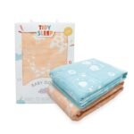 TIDY SLEEP Baby Blankets 6 Layer Wraper 100% Cotton Stroller Cover Receiving Blankets, (Pack of 2) (Peach & Blue) - Fast Shipping to USA & Canada