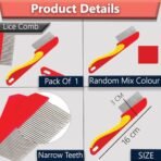 TEMPERIA (1 pcs) Lice Comb for Women, Men & Kids Hair - Nits, Dandruff & Lice Eggs Remover Products - Hair Lies Removal Comb for Head - Premium & Ergonomic Design (Random Colors) (MN02) - Fast Shipping to USA & Canada - Image 3