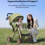 StarAndDaisy Foldable Baby Stroller for 0-3 years Infant & Toddler / Travel Pram for Baby with 360? Swivel Lockable Front Wheels , Multi-Level Recline & Adjustable Footrest, Removable Tray , Safety Harness Belt -Grey - Fast Shipping to USA & Canada - Image 6