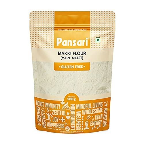 Pansari 100% Natural Maize/Makki Atta 500gm ? Gluten-Free Corn Flour| High in Fiber, Rich in Vitamin B, Boosts Immunity, Promotes Digestion & Brain Health - Fast Shipping to USA & Canada